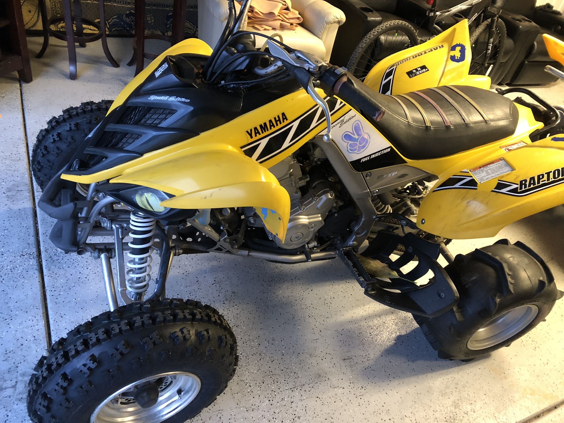 Yamaha 700 Raptor Limited Edition. Has All 4 brand new tires and comes with spare rear paddle tires. Tags are good until June 2022. Pink Slip On Hand