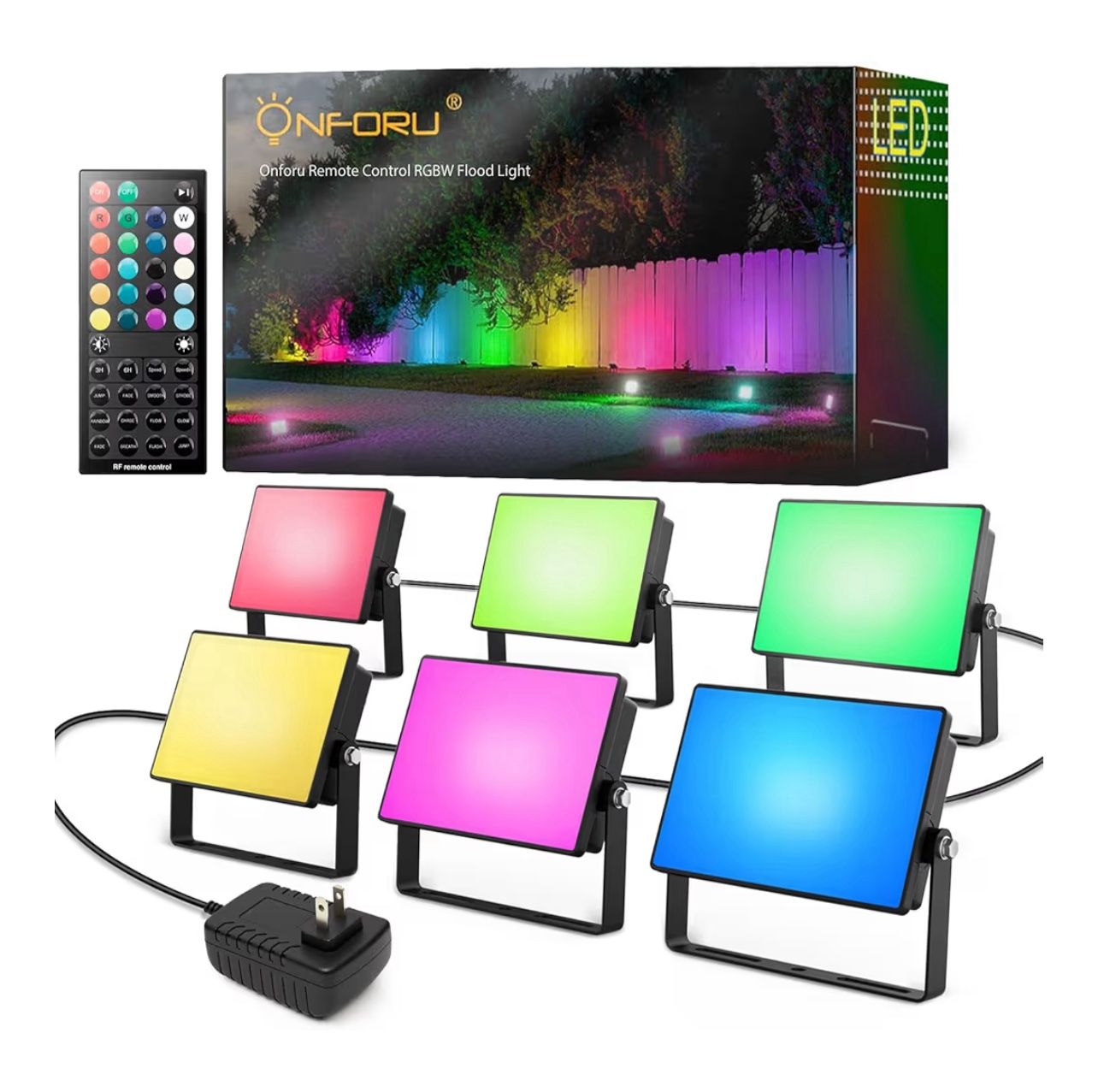 Brandnew RGBW Flood Lights Outdoor Remote Control, Color Changing LED Landscape Lights, IP65 Waterproof Uplights for Events, Uplighting for Halloween