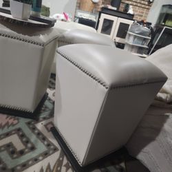 Pearl White Faux Leather Stools