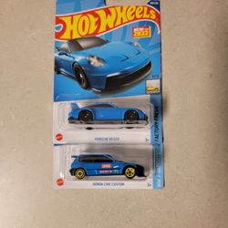 Hot Wheels-' Porsche 911/' Honda Custom 