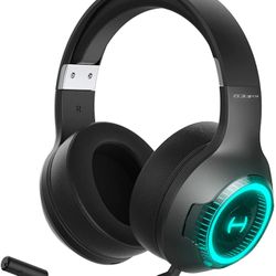 Bluetooth 5.0 Wireless Gaming Headset Low Latency RGB Headphone，Over Ear Soft Ear Cups Stereo Headsets, with 48H Playtime, Retractable Microphone