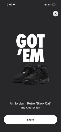 Air Jordan 4 Retro GS 'Black Cat' × 1 5Y