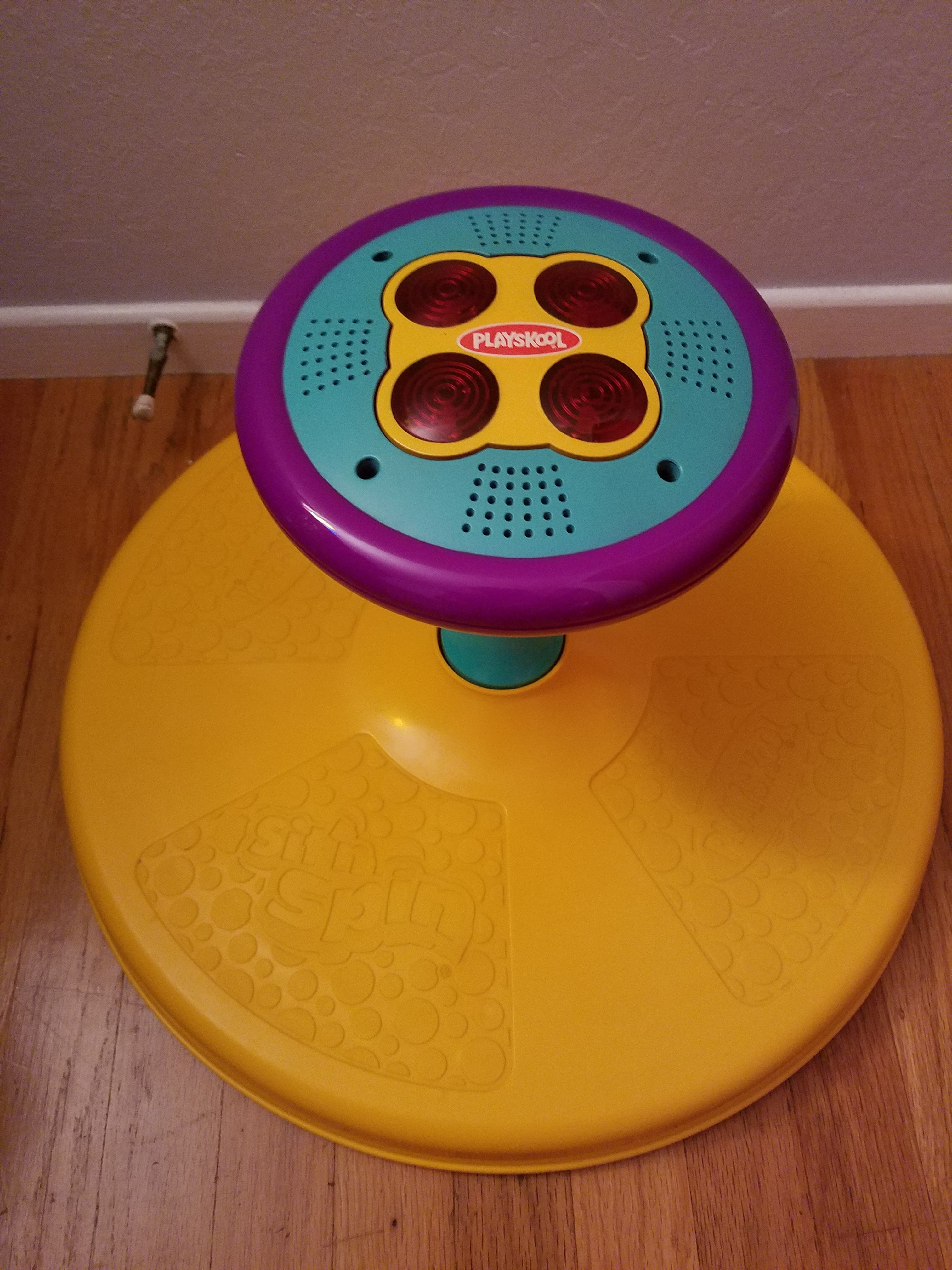 Vintage Yellow Playskool Sit N Spin Musical Lights 1973 Tonka Playskool EUC