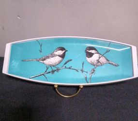 Praesidium Ornamin Melamine Tray featuring a "Chick-a-dee" or wren desig EUC VTG