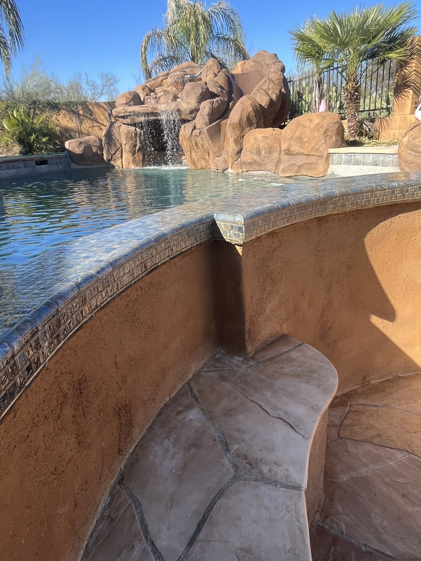 Carved Cement,WATERFALLS, Rock Patio Walls Pool Decking, Stucco