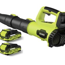 Leaf Blower Cordless, 21V Electric Leaf Blower with 2×2.0Ah Batteries & 1 Fast Charger, Lightweight Battery Powered Blower for Lawn Care, Patio Cleani