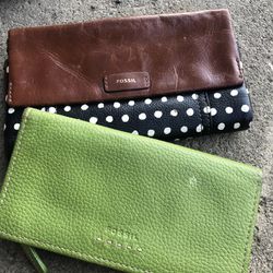 One fossil wallet, one fossil check purse 