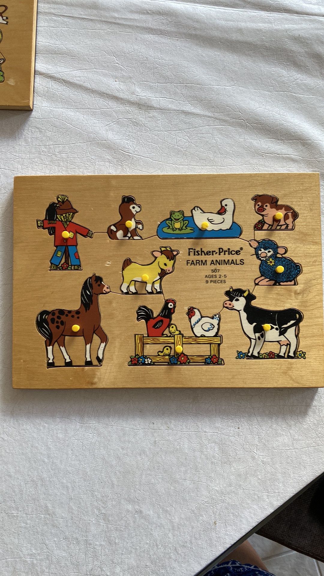 Vintage 1972 Fisher-Price Farm Animals Wood Puzzle