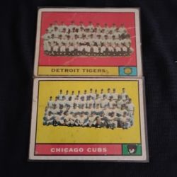 2 Vintage Old 1960 Baseball Teams Cards - Chicago Cubs / Detroit Tigers 