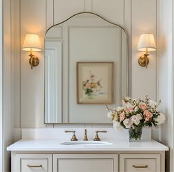 New New Andy Star Brushed Gold Brass Scalloped Arched Wall Mirror