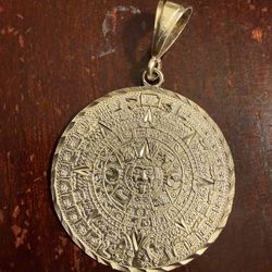 Silver Aztec Calendar Pendant 