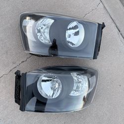  06 to 08 Ram Black Housing Headlights