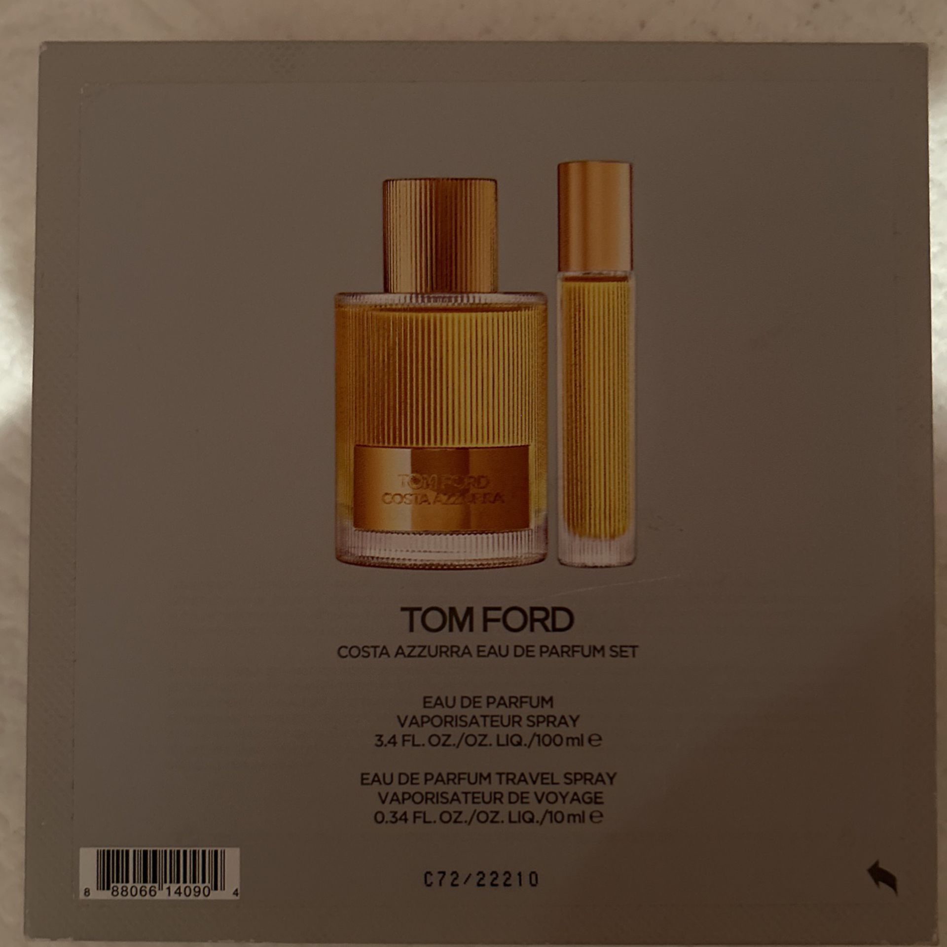 TOM FORD COSTA AZZURRA 3.4 FL. OZ /100 ml 0.34 FL./OZ LIQ./10ml 