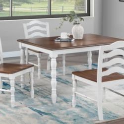 Brand New White & Oak 5pc Dining Table Set