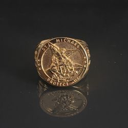 St. Michael Gold Plated Ring