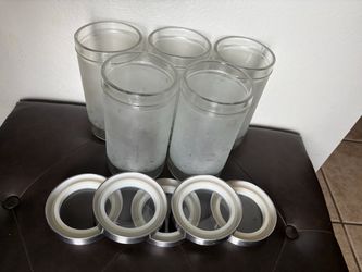 Wide Mouth glass Jars with Lids Set of 5