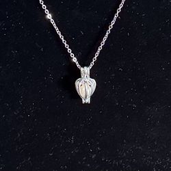 Pearlina Cultured Pearl in Oyster Necklace Silver-tone Cage Locket Stainless Steel Chain just $5 xox