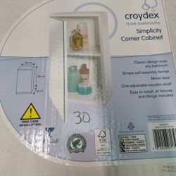 Croydex Simplicity Bathroom Corner Cabinet With Mirror (Must Be Assembled)