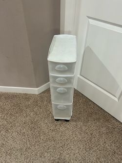 Rubber made 4 drawer skinny rolling storage unit