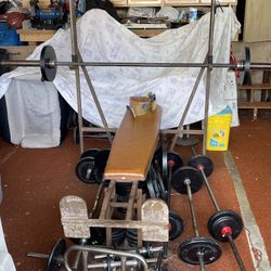 Weight bench With Weights & Bars