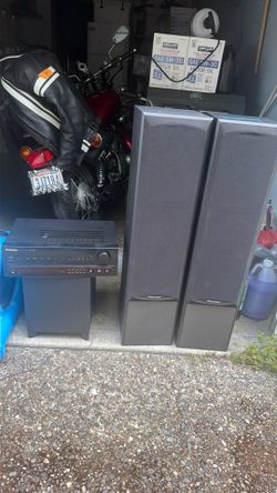 Pioneer Floor Speakers with Audio Equipment