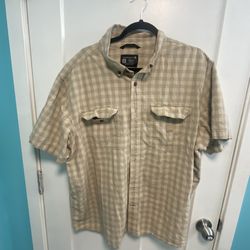 Men's 105702 Loose Fit Midweight Short-Sleeve Plaid Shirt 