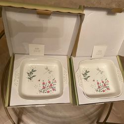 Two Lenox Butterfly Meadow Herbs Square Baker Baking Dish 