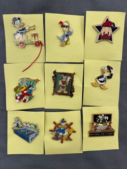 Disney Donald Duck Pin Lot 9 WDW Nephews Tiki Captain Star Trading Pins