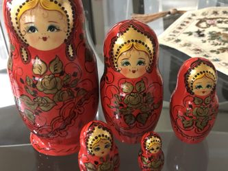 5 Set Russian  Doll Paint Hand 