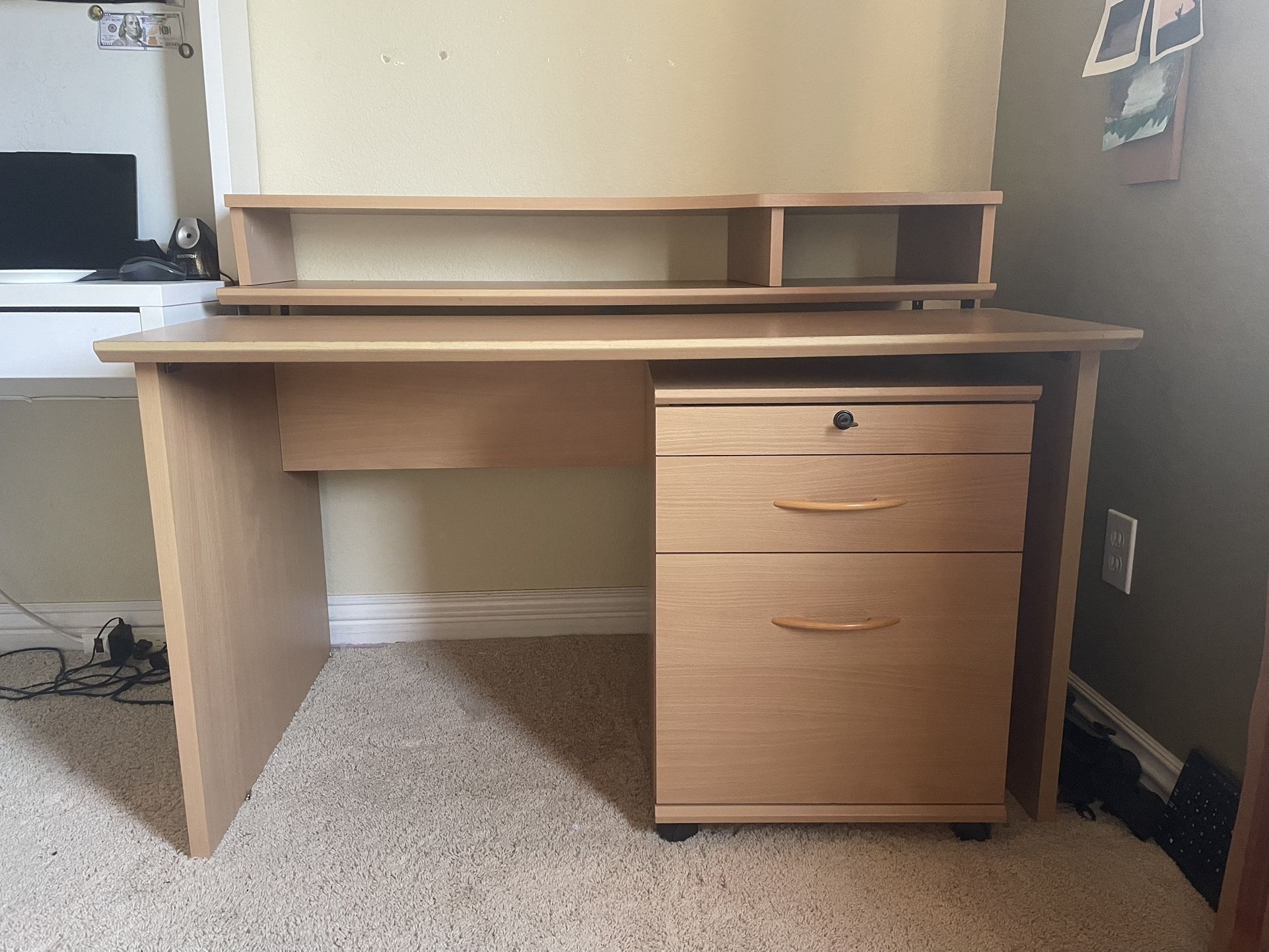 Birch Desk with Drawers