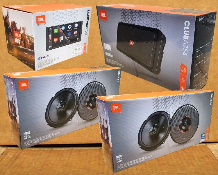 JBL 7" Inch Touchscreen Stereo Wireless Apple Carplay Android Auto 4 Ch Amplifier 2 Sets 6 1/2" 2-Way Coaxial Speaker System 360 Watts Package 🚨