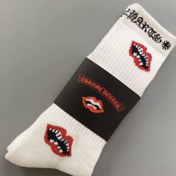 White Chrome Heart Socks 