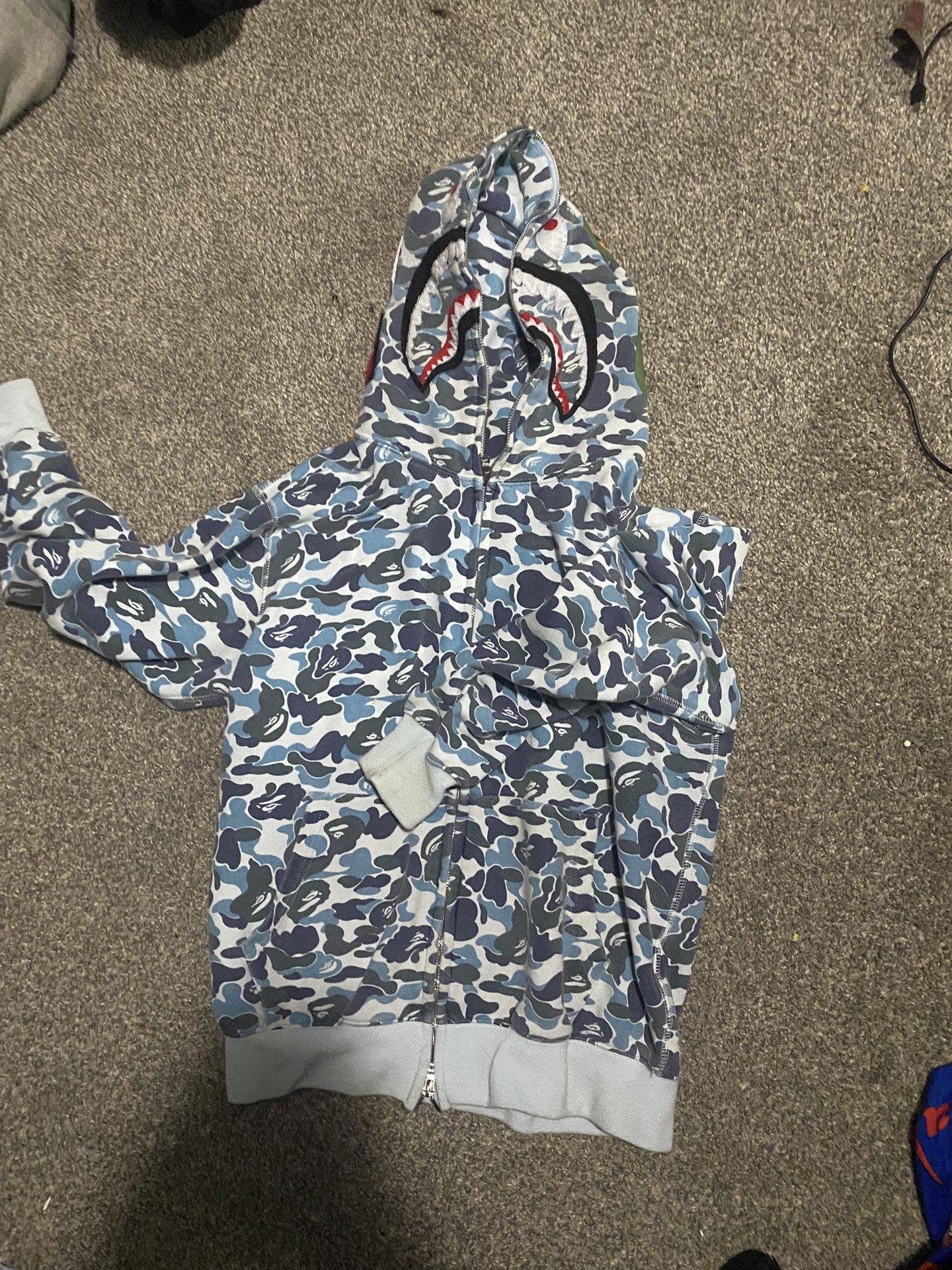 Blue Bape Shark Hoodie I Ship With Ups XL IN KIDS