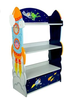 Fantasy Fields Wooden Outer Space Bookshelf with Drawer 24.5”W x 11.5”D x 40”H