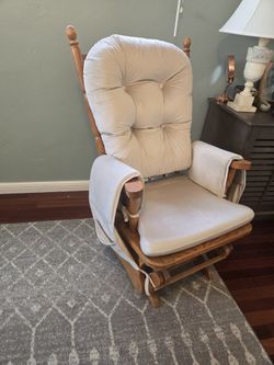 Wooden Gliding Rocking Chair With Cushion
