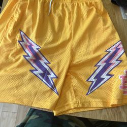 Eric Emanuel yellow lightning shorts 