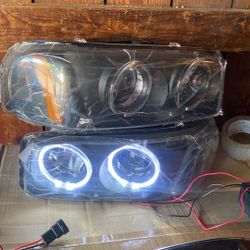 LED DRL Halo Projector Headlights 01-07 GMC Sierra 1(contact info removed) 3500 / HD