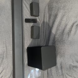Vizio 5.1 Sound Bar, Subwoofer, And Rear Speakers