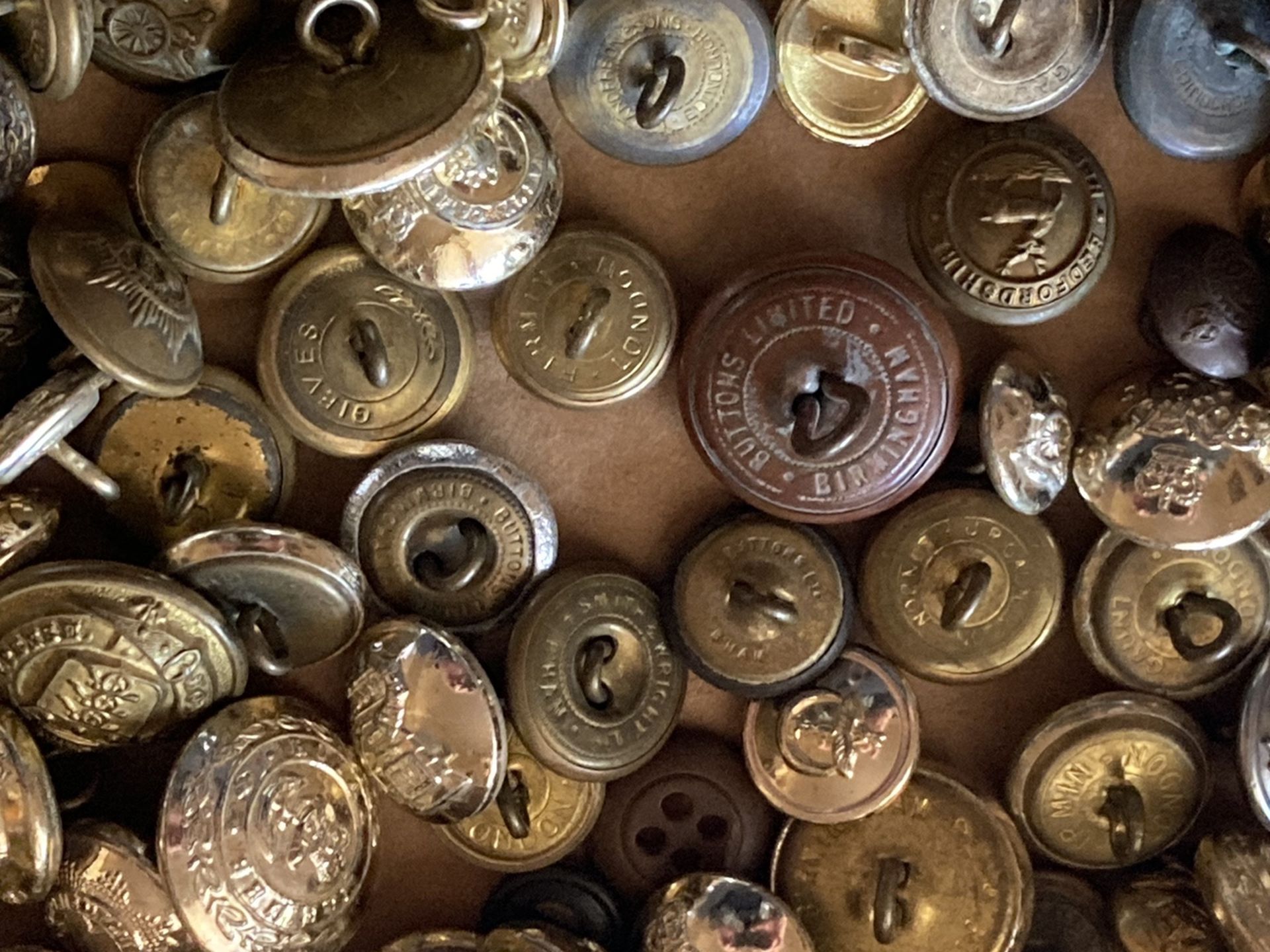 Huge vintage collection lot of old antique British English military memorabilia uniform buttons England UK