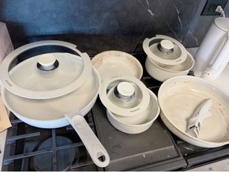 Ceramic Pots and Pans Set with 2 Removable Handles
