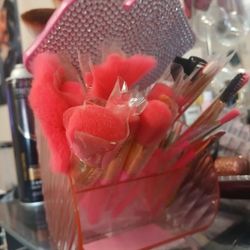 Makeup Brushes Pink And Rhinestones