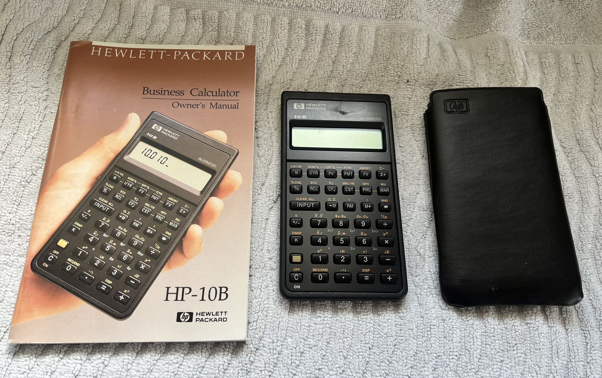 Vintage HP Hewlett Packard 10B Business Calculator & Sleeve Black TESTED WORKS