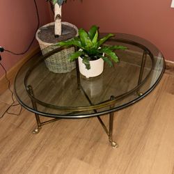 Vintage brass and beveled glass coffee cocktail table