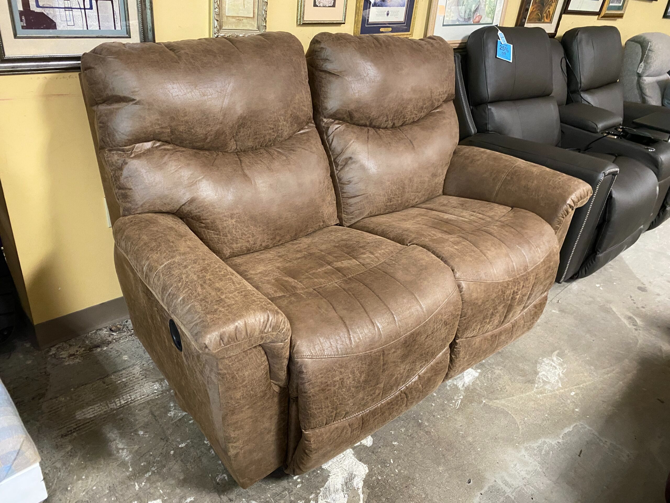 LA-Z-BOY Brown Leather Manual Reclining Loveseat