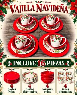 Vajilla Navideña de 16 piezas