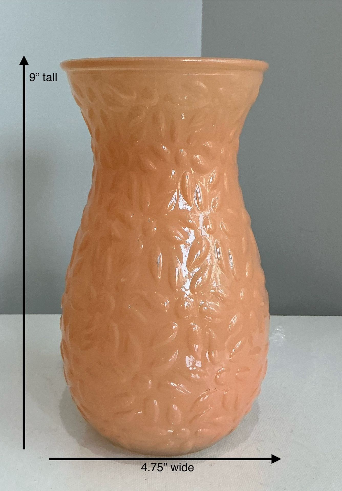 Pale Coral Textured Glass Vase