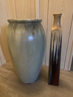 2 Glazed Pottery Artistic Vases