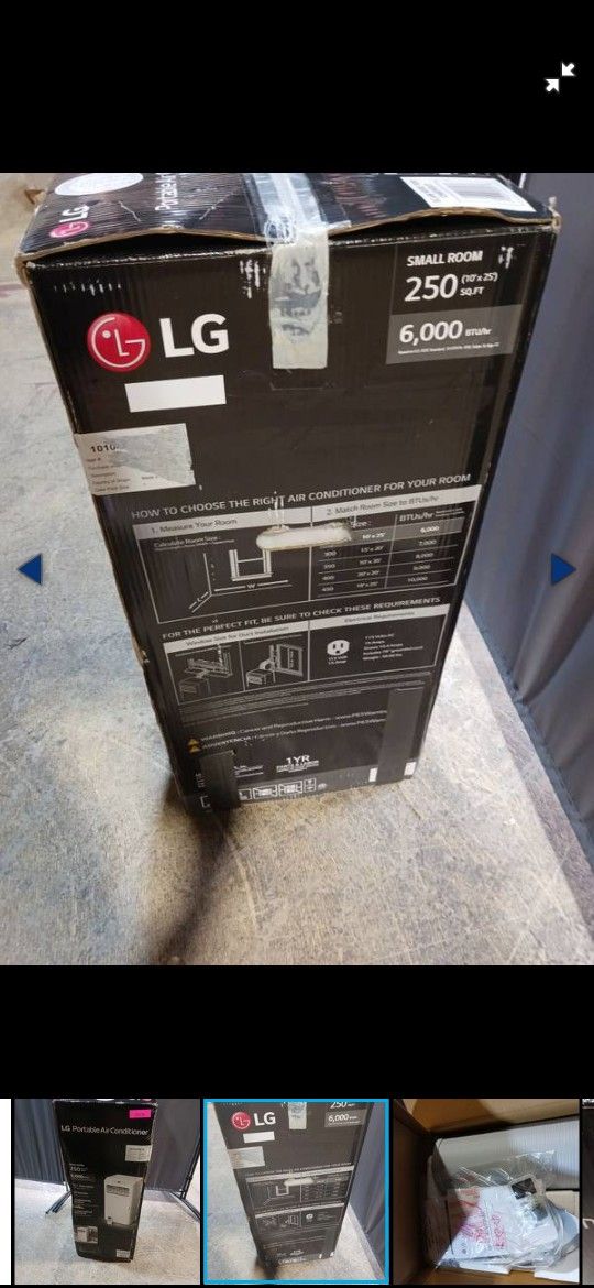 Retail $329.00) LG 6,000 BTU 115-Volt Portable Air Conditioner Cools 250 Sq Ft With Dehumidifier And LCD Remote