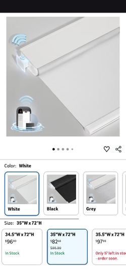 New Remote Control Blackout Curtains/ Blinds 35" X 72" 