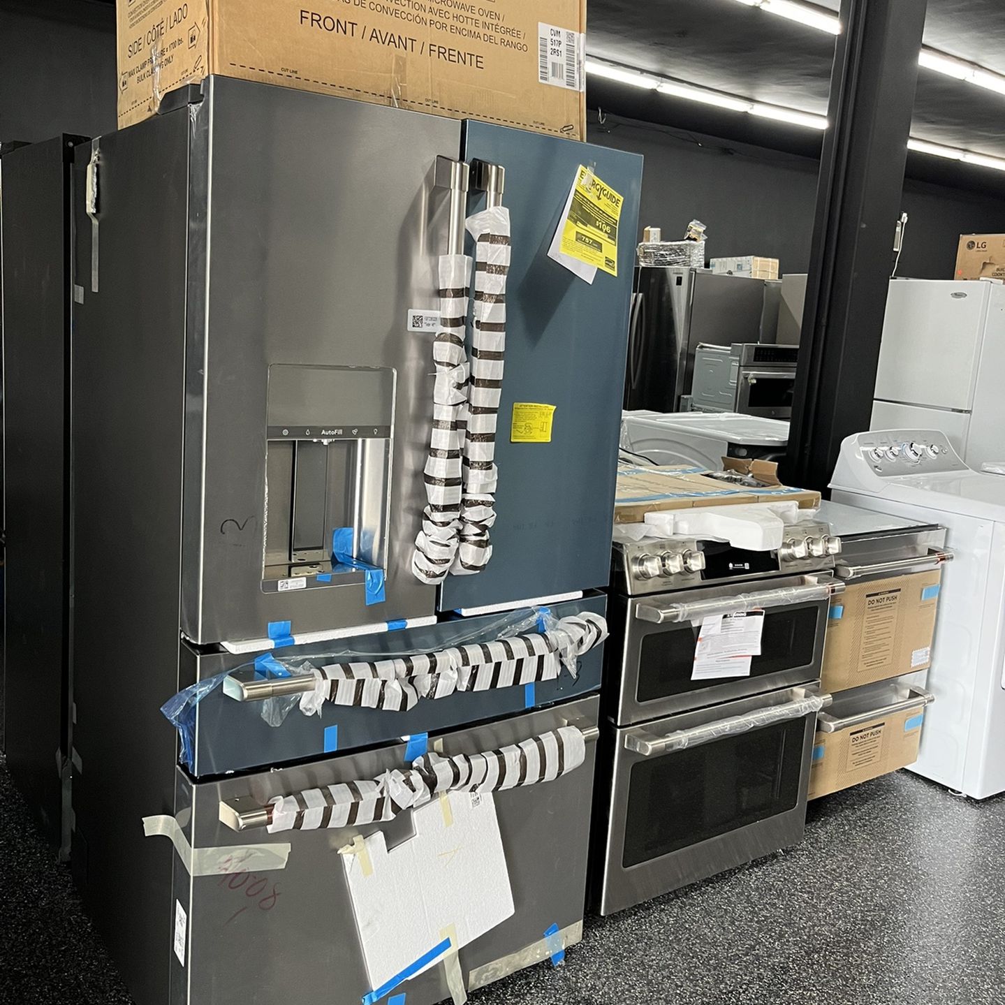 New Cafe Stainless Steel Bundle Refrigerator Range Dishwasher Microwave 